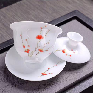 Biocurio 10-Piece Snow Plum Tea Set Winter Holiday Gift